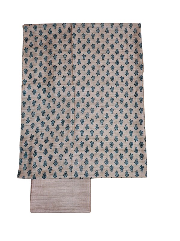 Teal Green Madhubani Print Unstitched Silk Salwar Suit with Dupatta