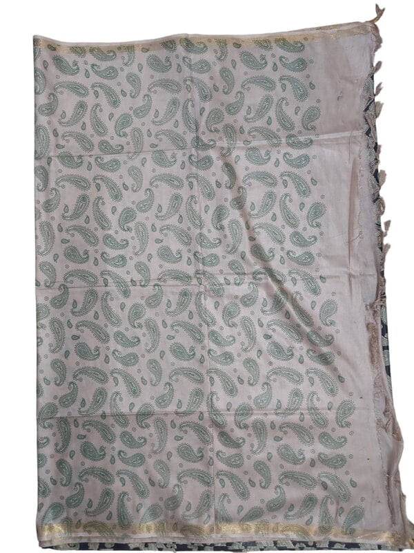 Black Kalamkari Print Saree with Unstitched Blouse