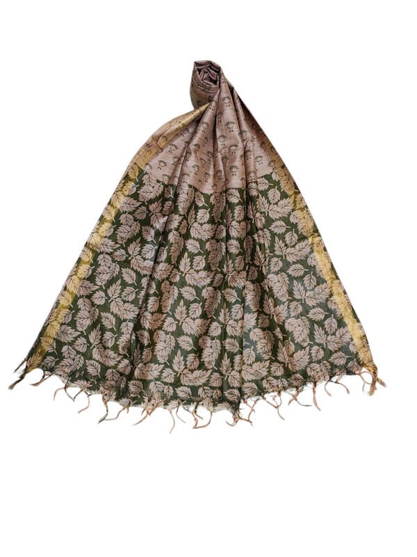 Green kalamkari Unstitched Salwar Suit Dress Material with Dupatta