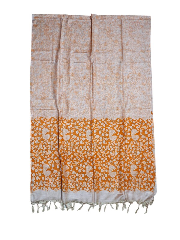 Orange kalamkari Unstitched Salwar Suit Dress Material with Dupatta