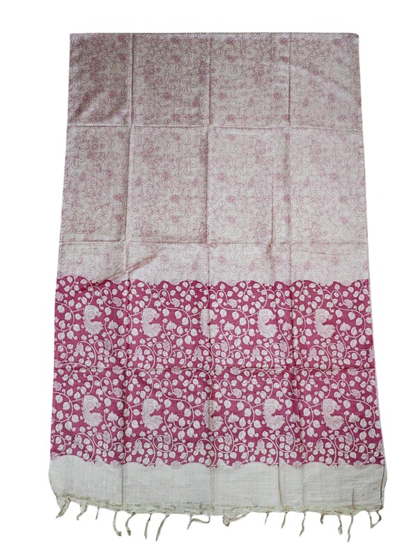 Pink kalamkari Unstitched Salwar Suit Dress Material with Dupatta