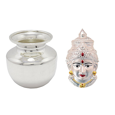 Silver Varalakshmi Face with Kalasam