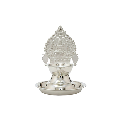 Silver Plate with Kamakshi Diya