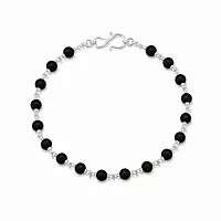 92.5 Sterling Silver Karungali Bracelet for Men 8 Inch Natural Bead Bracelet Daily Wear