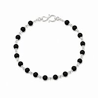 92.5 Sterling Silver Karungali Bracelet for Men 8 Inch Natural Bead Bracelet Daily Wear