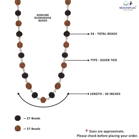 Silver Tied rudraksha-karungali mala
