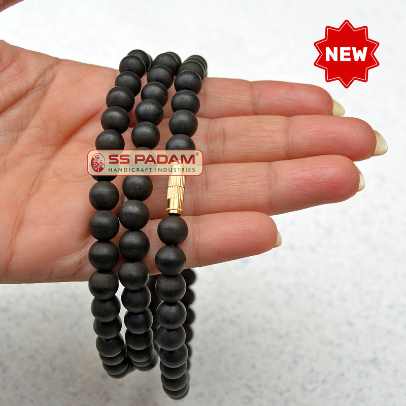 8mm Karungali Kattai Ebony Wood Unpolished Pure & Natural Neck Mala