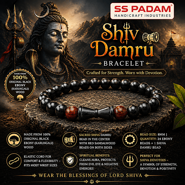 Shiv Damru Ebony Wood Karungali Bracelet