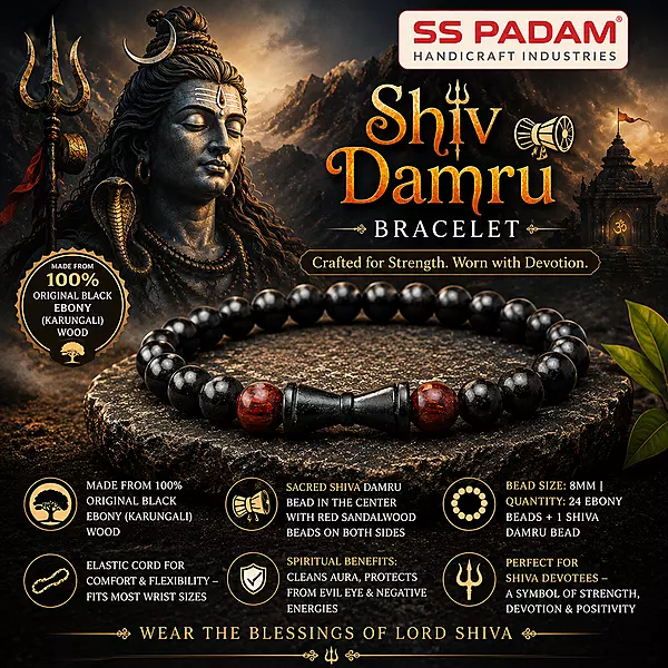 Shiv Damru Ebony Wood Karungali Bracelet