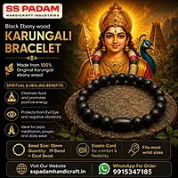 10MM Black Ebony Wood Karungali Bracelet 100% Original