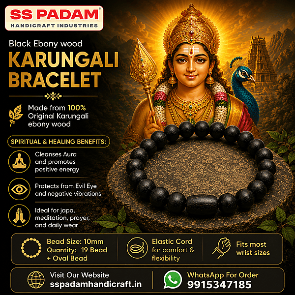 10MM Black Ebony Wood Karungali Bracelet 100% Original