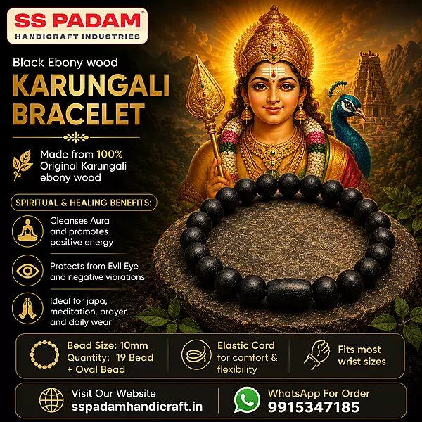 10MM Black Ebony Wood Karungali Bracelet 100% Original