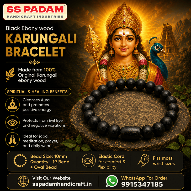 10MM Black Ebony Wood Karungali Bracelet 100% Original