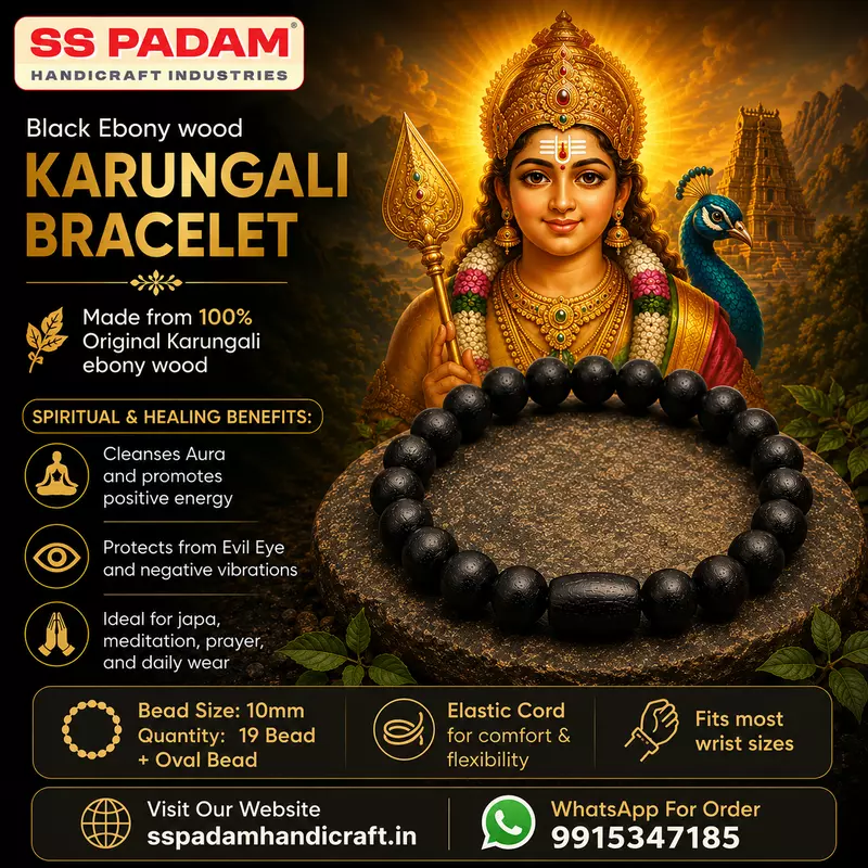 10MM Black Ebony Wood Karungali Bracelet 100% Original