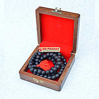 Black Ebony Wood Karungali Unpolished Pure & Natural Big Size Mala with Sheesham Wooden Gift Box