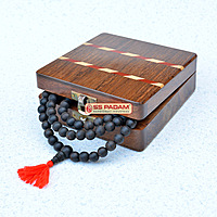 Black Ebony Wood Karungali Unpolished Pure & Natural Big Size Mala with Sheesham Wooden Gift Box