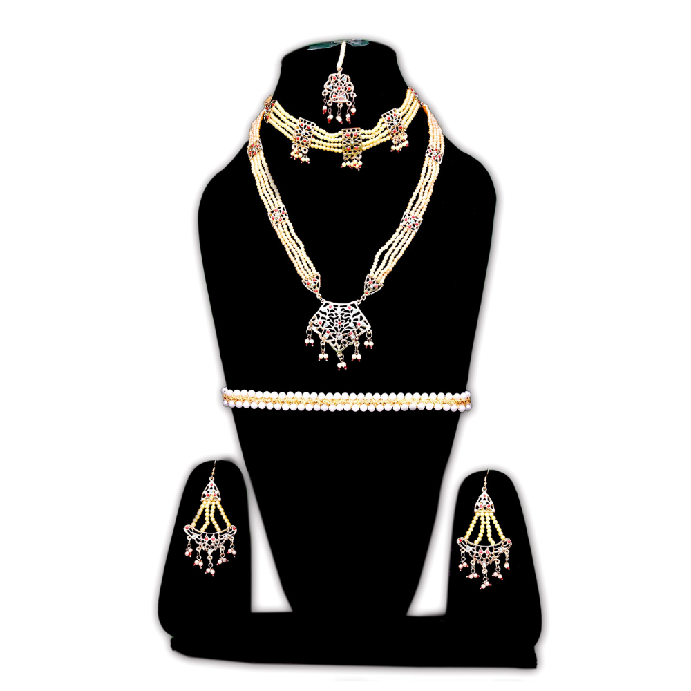 Kathak Dance Jewellery Set in Copper & Pearl Accents