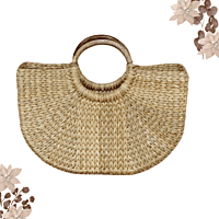 Natural Kauna grass storage basket with embroidered design