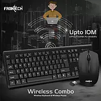 FRONTECH Wireless Keyboard and Mouse Combo | Membrane Keys with Retractable Stands | USB Plug & Play | Ergonomic & Comfortable Design | 1 Year Warranty (KB-0026, Black)