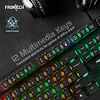 Frontech KB-0040 – USB wired keyboard with low-profile keys, ergonomic design & durable build. Ideal for office and everyday computing use.