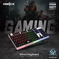 Frontech KB-0042P – RGB gaming keyboard with mechanical feel, USB connection, anti-ghosting keys & durable build. Designed for fast-paced gaming.