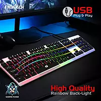 Frontech KB-0042P – RGB gaming keyboard with mechanical feel, USB connection, anti-ghosting keys & durable build. Designed for fast-paced gaming.