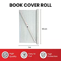 Janrax 50cm x 1m Clear Glossy CPP 0.06mm Thick Self-Adhesive Book Cover Roll