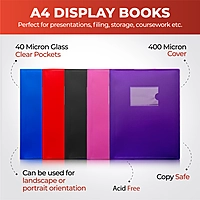 A4 Pink Flexible Cover 20 Pocket Display Book