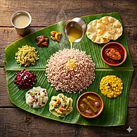 Traditional Kerala Matta Rice meals served on banana leaf | Worth2Deal