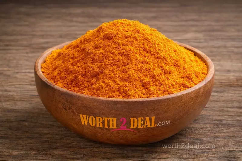 Kerala organic turmeric powder 200g chemical free haldi in wooden bowl by Worth2Deal