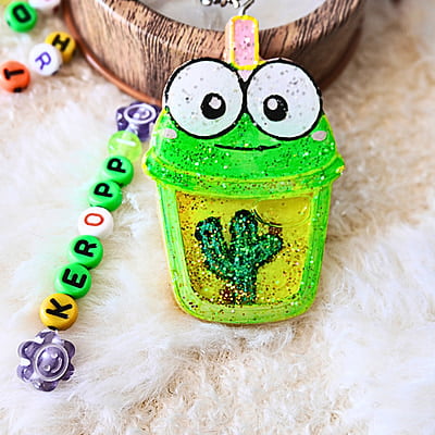 KEROPPI HAND PAINTED KAWAII CUP SHAKER KEYCHAIN