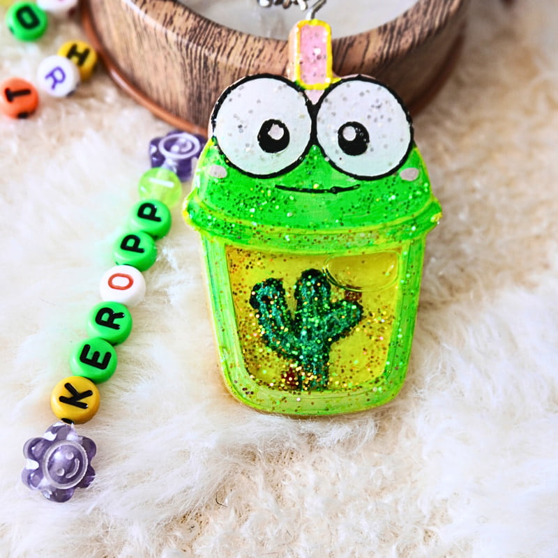 KEROPPI HAND PAINTED KAWAII CUP SHAKER KEYCHAIN KEROPPI HAND PAINTED KAWAII CUP SHAKER KEYCHAIN
