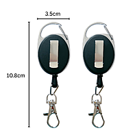 Black Retractable Key Reel with Carabiner