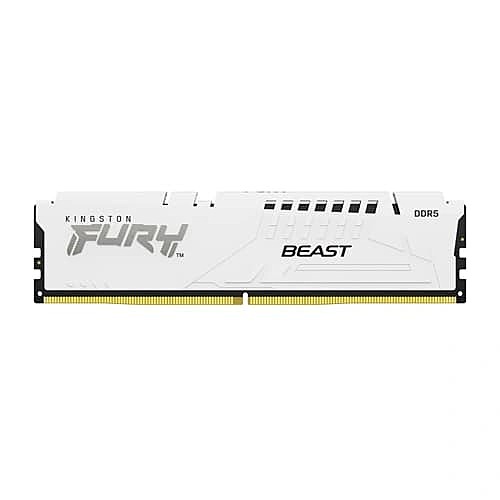 Kingston Fury Beast White 16GB 5200MHz DDR5 RAM – CL40 | UDIMM | Intel XMP | Lifetime Warranty