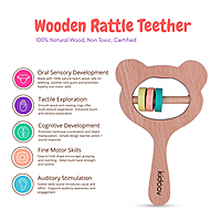 Hello World Baby Gift Set – Crochet Rattle, Wooden Teethers & Cotton Towel|Mixed Teether Gift Set