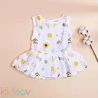Muslin Frock Button Baby Dress | Organic Cotton Baby Clothing | Set of 3