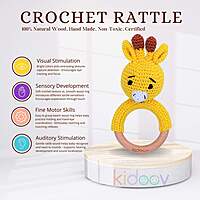 Hello World Baby Gift Set – Crochet Rattle, Wooden Teethers & Cotton Towel|Mixed Teether Gift Set