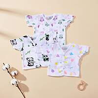 Muslin Jabla Button Half Sleeve Tops | Organic Cotton Baby Clothing | Set of 3