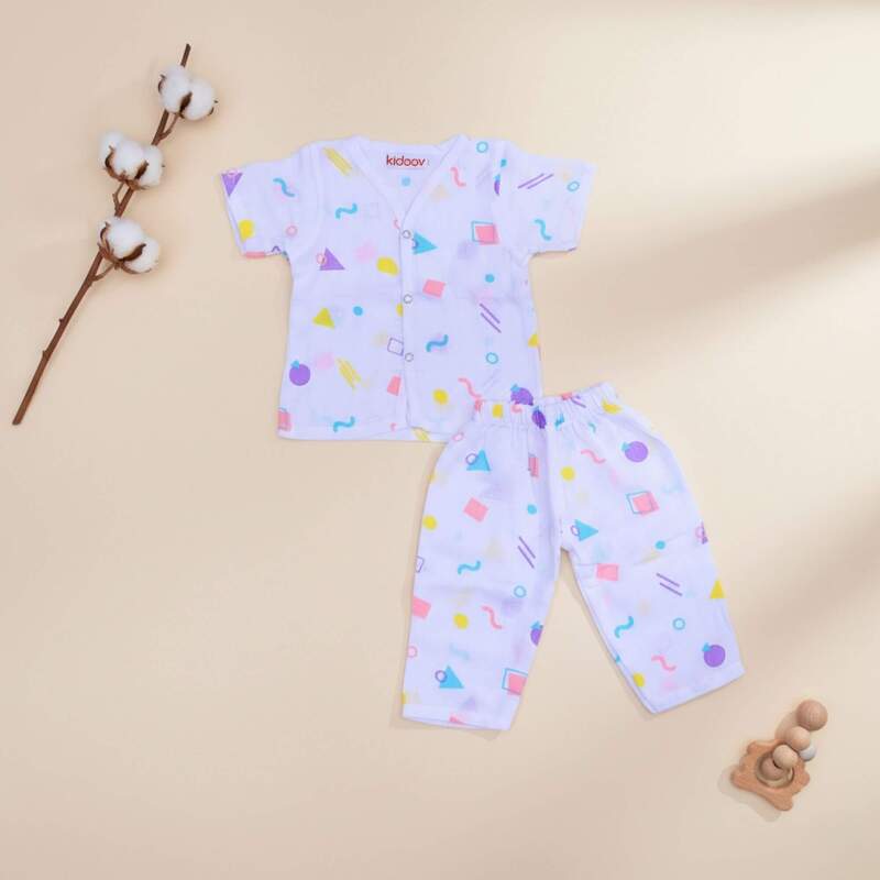 Muslin Night Suit Half Sleeve | Organic Cotton Baby Sleepwear