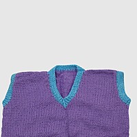 (4 - 5 Years) Baby Woolen Sweater, Handknitted, Purple and Blue Striped