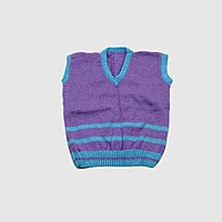 (4 - 5 Years) Baby Woolen Sweater, Handknitted, Purple and Blue Striped