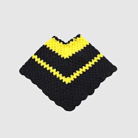 (1-2 Years) Kids Handknitted Woolen Black and Yellow Woolen Poncho
