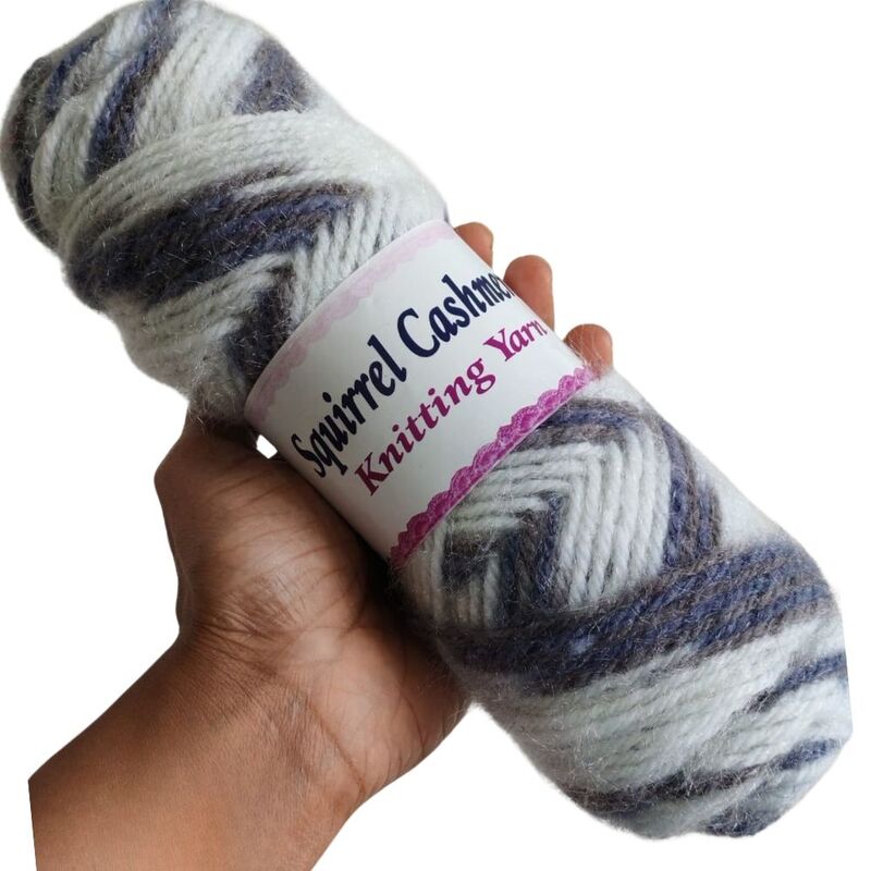 Squirrel Cashmere Yarn 118 White Grey Multi