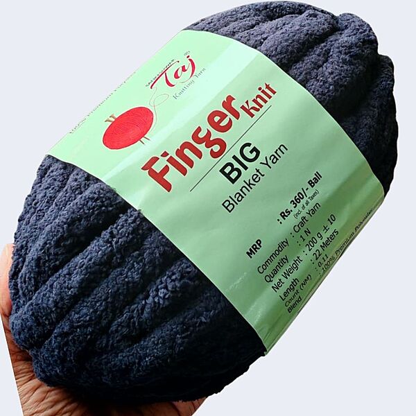 Taj Finger Knit Yarn - 07 Black Taj Finger Knit Yarn - 07 Black