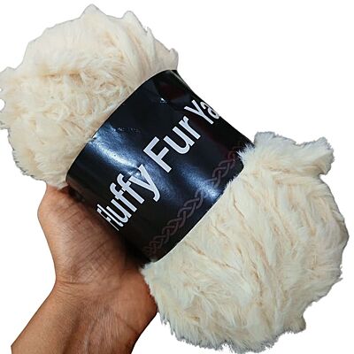Fluffy Fur Yarn 02 Creamish OffWhite Fluffy Fur Yarn 02 Creamish OffWhite