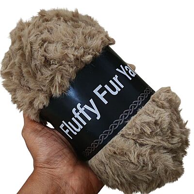 Fluffy Fur Yarn 28 Brown Grey Fluffy Fur Yarn 28 Brown Grey