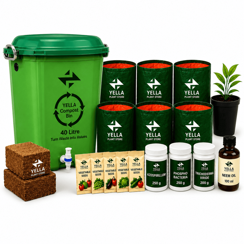 Yella Terrace Garden Kit + 40L Compost Bin | Complete Home Gardening Starter Kit for Beginners