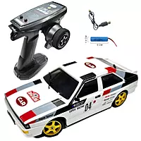 LDRC Model 2804PRO 1/28 white GT-R RC drift car front view showing scale body and LED headlights