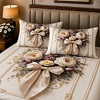 Bow 7D Digital Print Bedsheet Soft, Stylish & Premium Quality Bed Sheet King-225 x 250 CM)