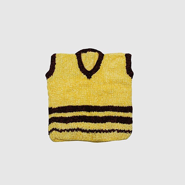 (3-4 Years) Baby Woolen Sweater, Handknitted, Yellow with Brown Stripes